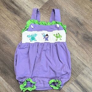 Monsters Inc Smocked Purple Romper